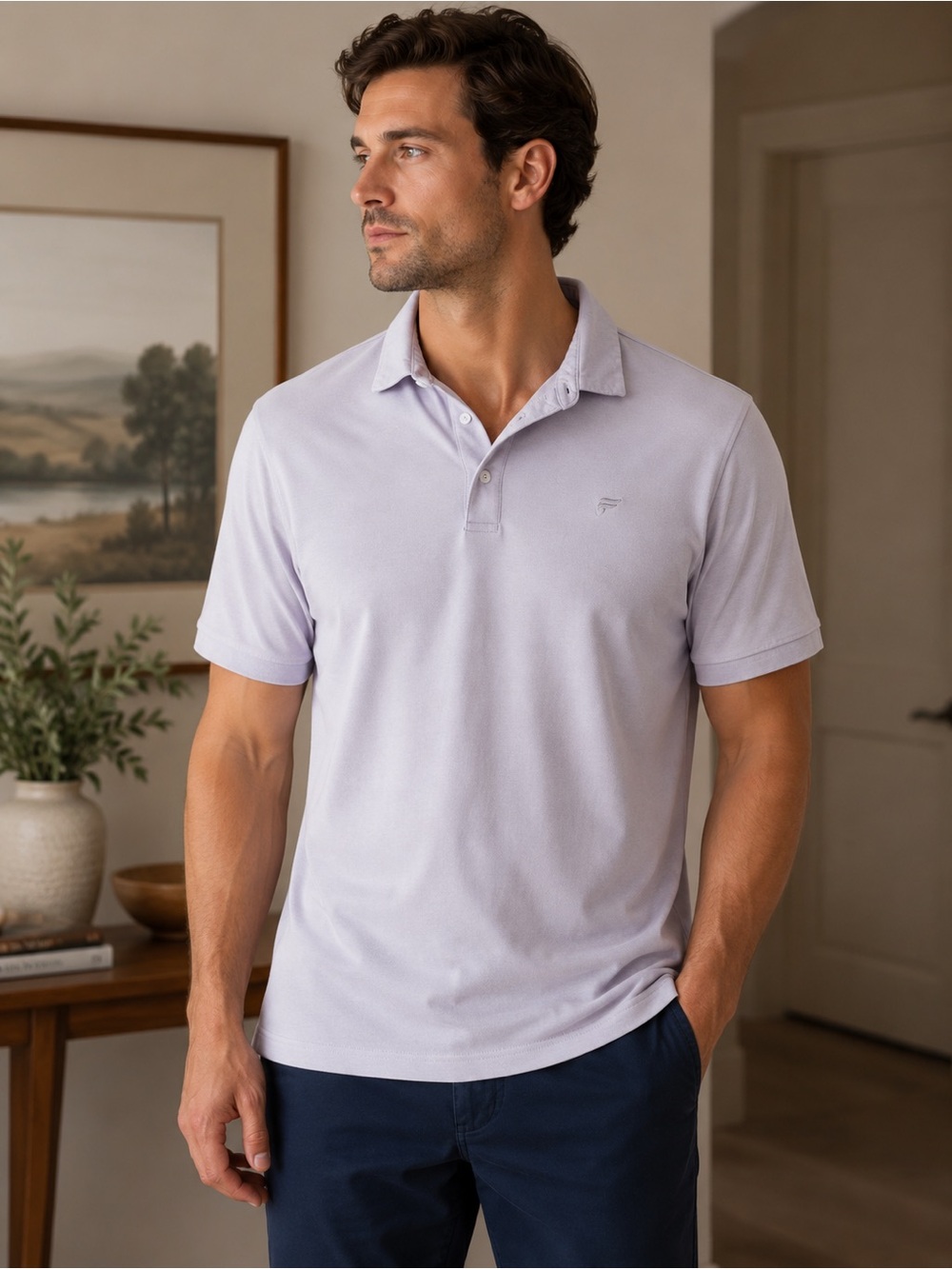 Men's Fabletics Light Lavender Polo Shirt